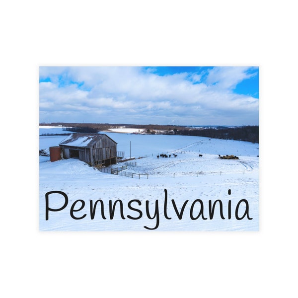 Snowy Pasture - Pennsylvania winter country farm landscape art aerial photo gift holiday postcards greeting card