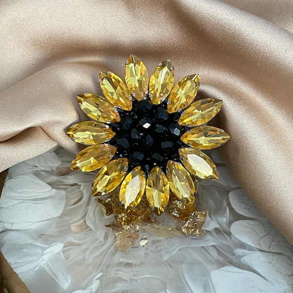 Sunflower Brooch Etsy