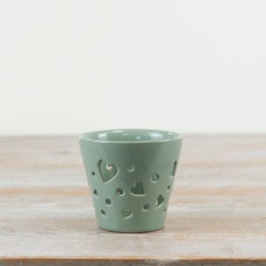Candelabro de corazones verdes de 8,2 cm – Mini vela de té con forma de corazón recortado