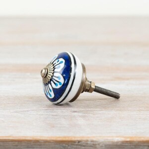 Poignée de porte à motifs bleus, 4 cm x 7 cm