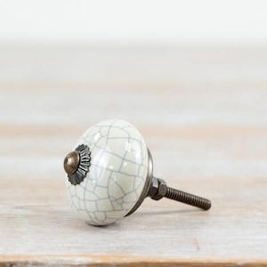 7cm Keramik Knauf Antik-Messing - Vintage Schubladengriff, Crackle-Glasur-Möbelknopf für Schränke & Wohndekor