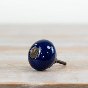 Blue Ceramic Door Knob 7cm – Vintage Style Drawer Pull Handle, Antique Decorative Furniture Hardware