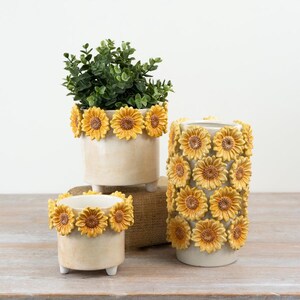 3D-Sonnenblumen-Pflanzgefäß, 12,8 cm – Gelber dekorativer Blumentopf aus Keramik für den Innenbereich, ideal für eine farbenfrohe Wohndekoration