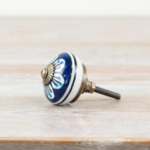 Pomello per porta blu decorato, 4 cm x 7 cm