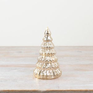 16,5 cm geribbelde gouden oplichtende boom – verlichte kerstornament, elegant vakantiedecor