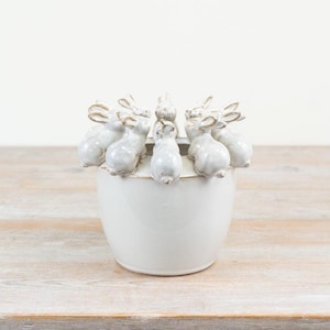 Hasen-Pflanztopf 18,2 cm – Keramik-Hasen-Pflanztopf, frühlingshafter Blumentopf für drinnen, ideal für die Dekoration von Zuhause und Regalen