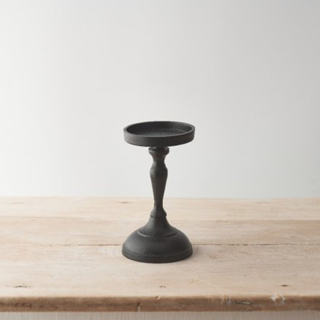 Elegant Black Pillar Candle Holder Chic Metal Candle Stand Etsy UK