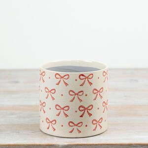 Bow Detail Planter 14cm – Pink & Cream Ceramic Plant Pot, Cute Decorative Indoor Planter for Modern Home Styling