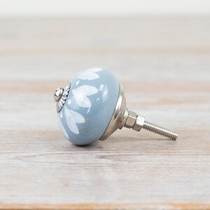 Blau-weißer Knauf, silberfarben, 4 cm x 7 cm