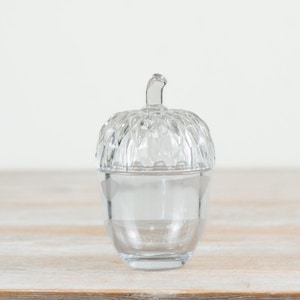 Glass Acorn Jar with Cut Lid 11cm – Decorative Storage Pot for Nuts & Treats, Elegant Clear Glass Table Accent
