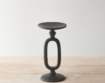 Contemporary Black Candle Stand - 20cm