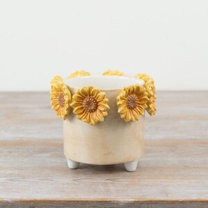 3D-Sonnenblumen-Pflanzgefäß, 12,8 cm – Gelber dekorativer Blumentopf aus Keramik für den Innenbereich, ideal für eine farbenfrohe Wohndekoration
