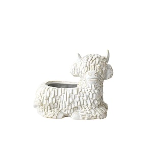 liggende Highland Cow-planter, 14,7 cm – schattige keramische plantenpot – boerderijdierendecor voor vetplanten, cactussen en kamerplanten –
