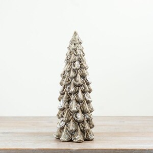 Layered Ceramic Tree Decoration 38cm – Textured Neutral Christmas Ornament Modern Festive Home Decor
