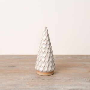 15cm Scalloped Ceramic Tree Small Neutral Glaze Festive Decor