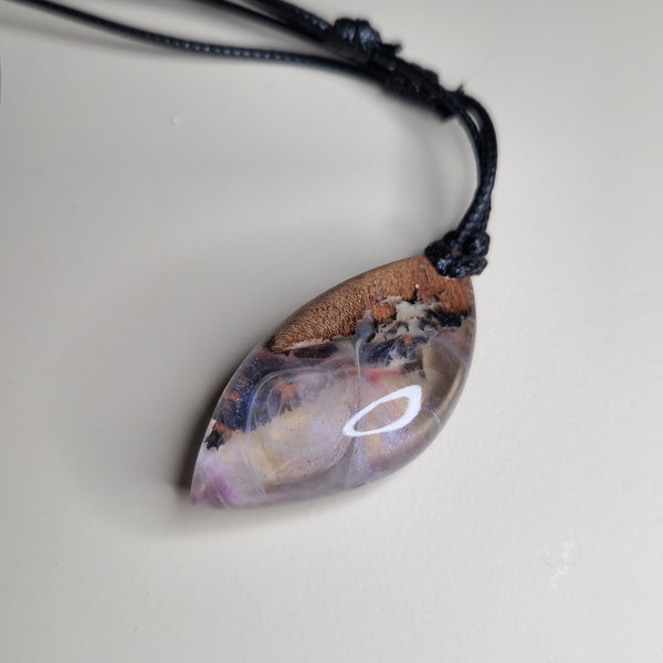 Epoxy resin and wood necklace, unique necklace, gift for her