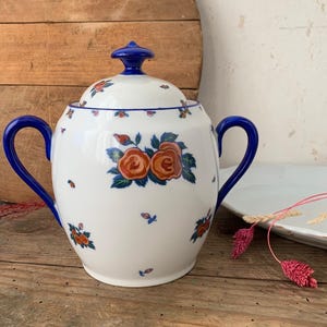 Azucarero de porcelana de Limoges, época Art Déco, Francia