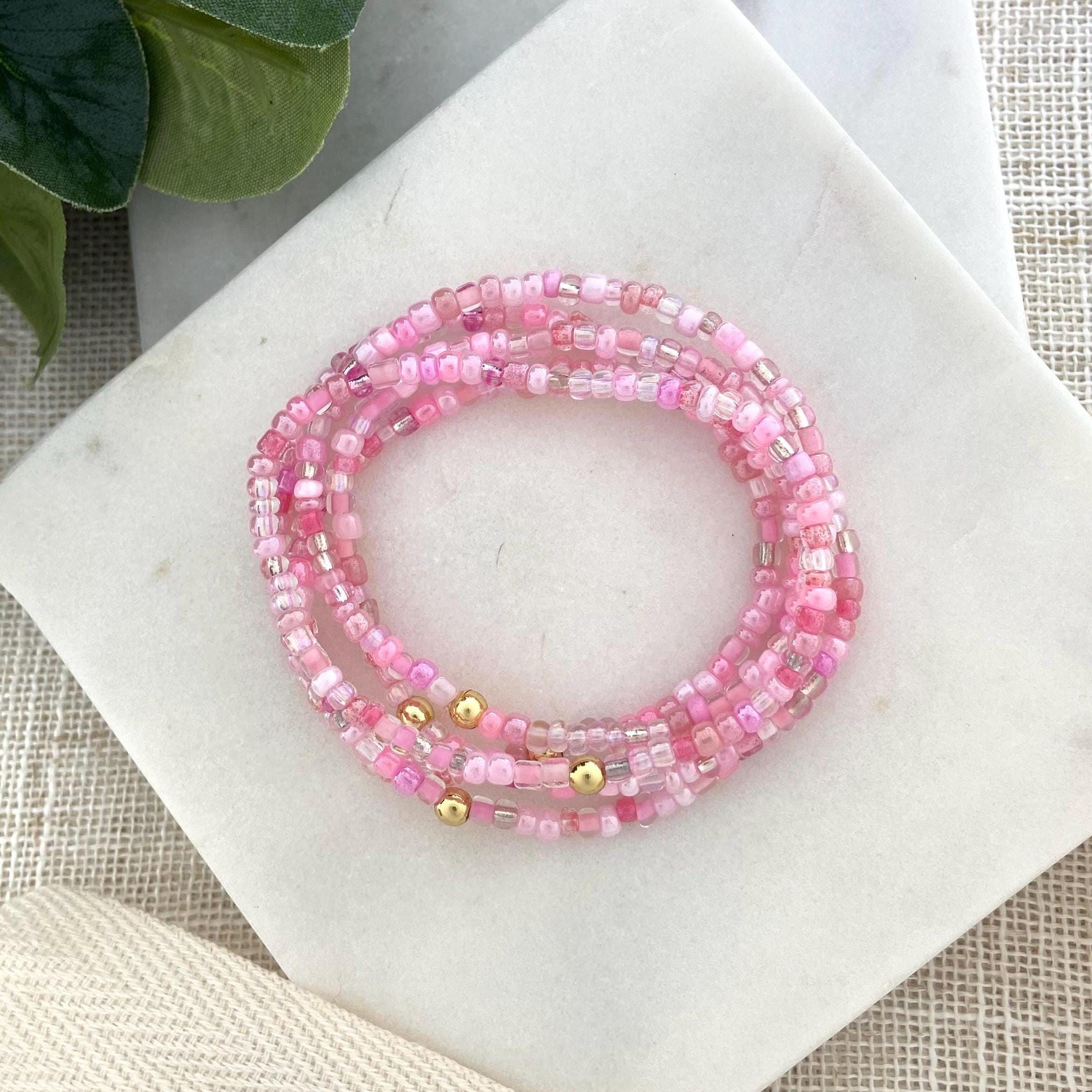 BLUSH | Light Pink Stretch Bracelets | 3mm Seed Bead Jewelry | Choose ...