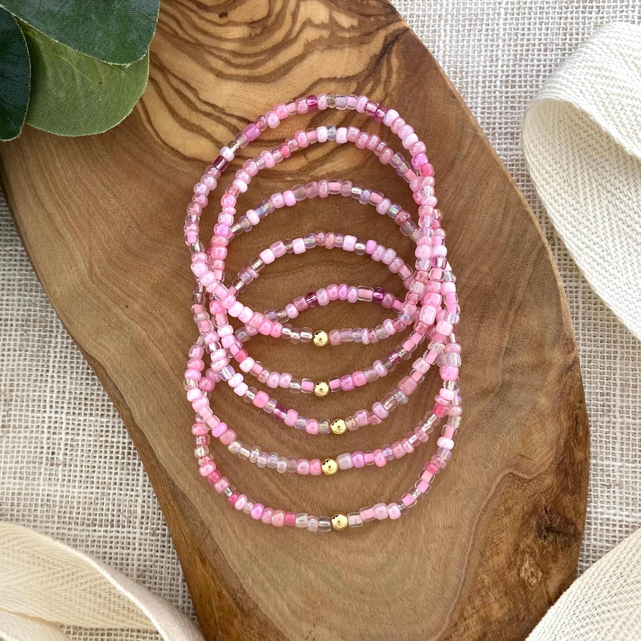 BLUSH | Light Pink Stretch Bracelets | 3mm Seed Bead Jewelry | Choose ...