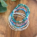 Beaded Anklet | Stretch Ankle Bracelet with Gold Accent | 40 Colors and Custom Sizes | Minimalist Summer Jewelry | Dainty Boho Beaded Anklet