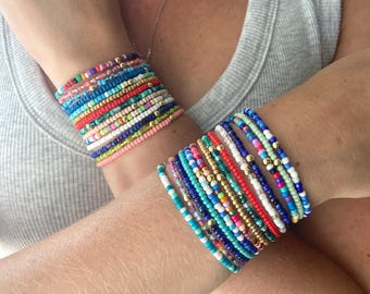Mystery Bracelet Stack | Set of 5 or 10 Beaded Bracelets | Birthday Gift for Her or Surprise Self Care Gift | Custom Colorful Jewelry