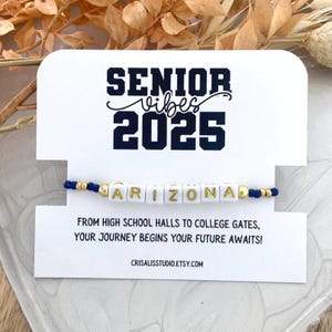 Class of 2025 Graduation Bracelet | Custom College Colors | Personalized School Name | Senior Gift | Seed Bead Stretch Bracelet