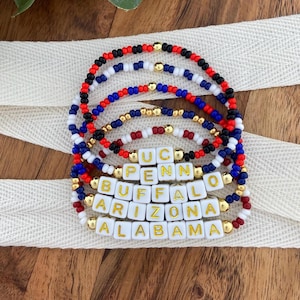 Class of 2025 Graduation Bracelet | Custom College Colors | Personalized School Name | Senior Gift | Seed Bead Stretch Bracelet