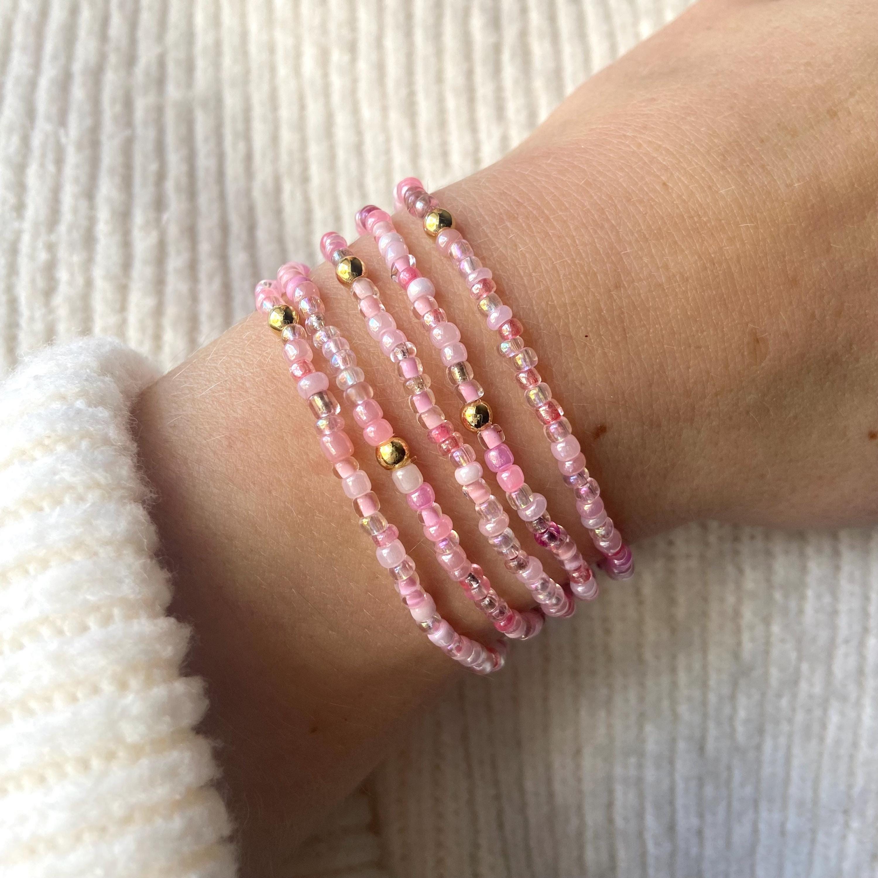 BLUSH | Light Pink Stretch Bracelets | 3mm Seed Bead Jewelry | Choose ...
