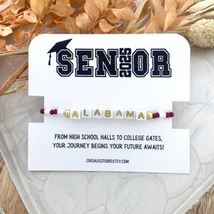 Class of 2025 Graduation Bracelet | Custom College Colors | Personalized School Name | Senior Gift | Seed Bead Stretch Bracelet