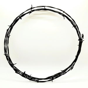 May include: A black barbed wire circle, a common symbol of security and protection.