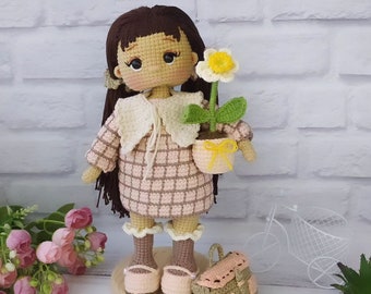 Poupée faite main finie, poupée au crochet, poupée amigurumi à vendre, poupée douce, poupée amigurumi, poupée amigurumi prête