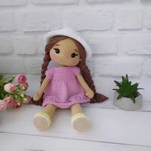 Muñeca hecha a mano terminada, muñeca tejida a crochet, muñeca amigurumi en venta, muñeca suave, muñeca amigurumi, muñeca amigurumi lista, muñeca hermosa