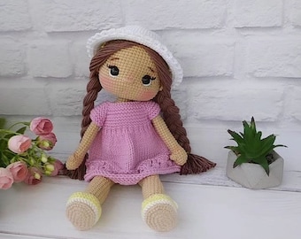 Handmade häkeln Baumwolle Puppe, Abnehmbare Kleidung, Geschenk des Mädchens