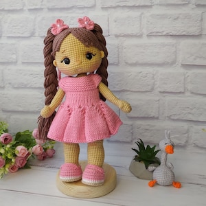 Handmade Crocheted Doll in Pink Dress with Pigtails|Finished doll for sale|beautiful doll|Amigurumi doll|gift for girl|crochet doll|crochet