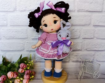 Gehäkelte Baumwolle Puppe mit Abnehmbarer Kleidung, Handmade Amigurumi