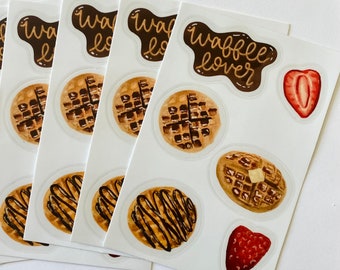 Waffle sticker sheet, waffle lover, waffle stickers, cute stickers, food sticker
