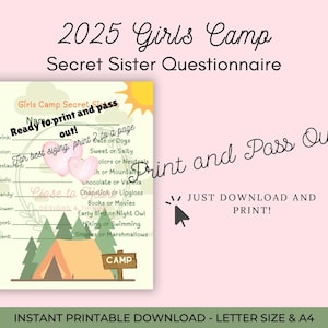 LDS Girls Camp Secret Sister Questionnaire