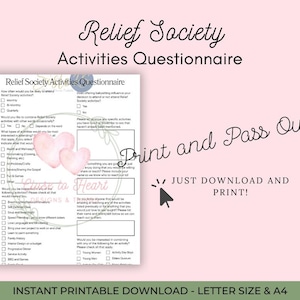 Relief Society Activity Questionnaire