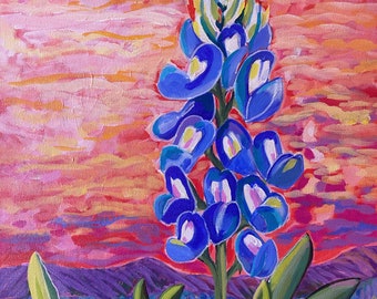 Vibrant Bluebonnet Print - Texas Wildflower - Various Size Wall Art