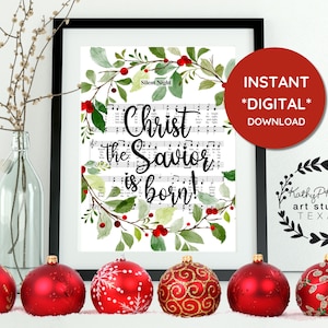 Silent Night Sheet Music Watercolor Art Print: Christmas Carol (Digital Download)