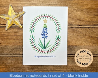 Texas Weihnachtskarte Mit Rezept – 15 Karten + Umschläge, Bluebonnet-Design, 12,7x17,8 Cm