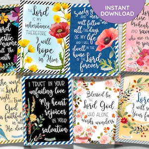 Druckbare Schriftstellen Bibelverse Tags, acht Karten in Größe 2,5 "x 3,5", digitales Collageblatt, sofortiger Download, Set Nr. 9 KathyPKelleyArt