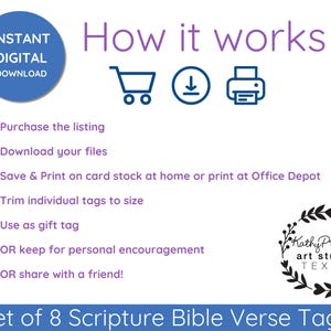 Bible Verse Art Tags: Scripture Cards, Floral Design (digital Download ...