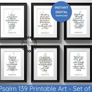 Psalm 139 Watercolor Print Set: Christian Bible Art (Digital Download)
