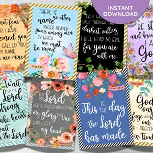 Druckbare Schriftstellen Bibelverse Tags, acht Karten in Größe 2,5 "x 3,5", digitales Collageblatt, sofortiger Download, Set Nr. 3 KathyPKelleyArt