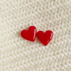 Red Heart Earrings, Cute Heart Studs, Spring Trendy Earrings For Girls, Heart Stud Earrings, Smal Stud Earrings, Everyday Earrings