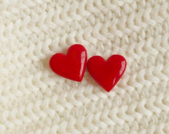 Red Heart Earrings, Cute Heart Studs, Spring Trendy Earrings For Girls, Heart Stud Earrings, Smal Stud Earrings, Everyday Earrings