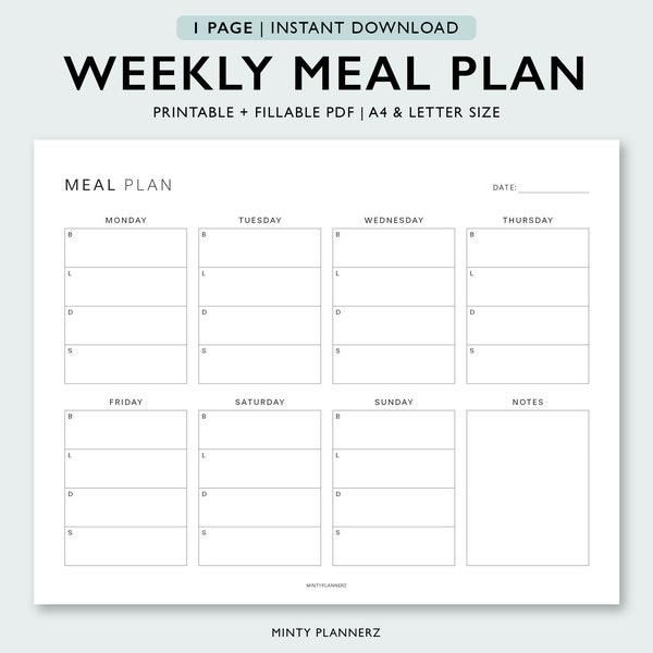 Meal Planner Journal - Etsy