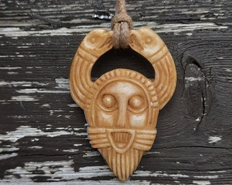 Allfather Viking God Odin Historical Look Amulet - Hand-Carved from Bone - Free Shipping from Canada