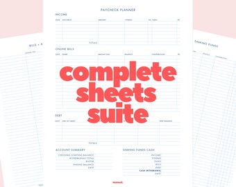 Complete Sheets Suite | Digital Download Budget Binder + Dave Ramsey Inspired + Zero-Based Budget